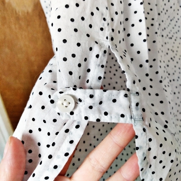 LOFT Cotton Button Down Shirt Polka Dots Medium - Picture 4 of 8
